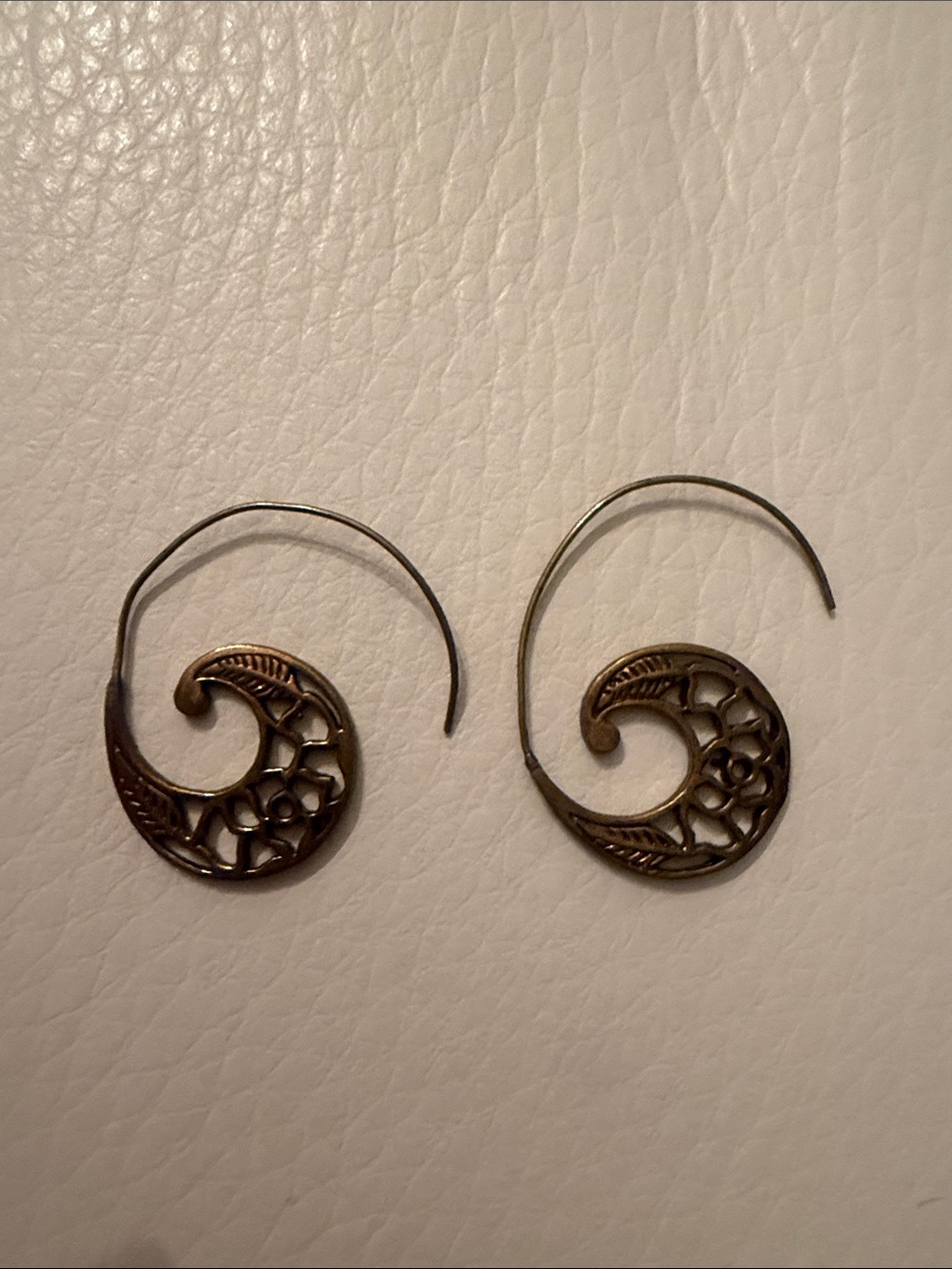 Bronze Filigree Swirl Hoop Earrings - Women's Jewelry